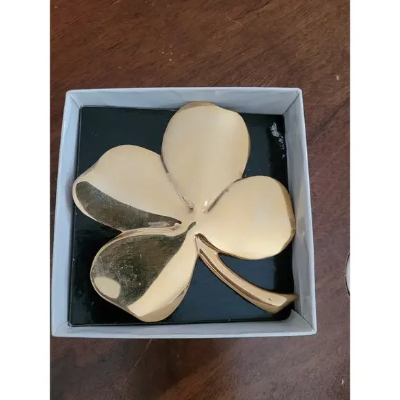 Vintage Gerity 24K Gold Four Leaf Clover Paperweight - Picture 4 of 7